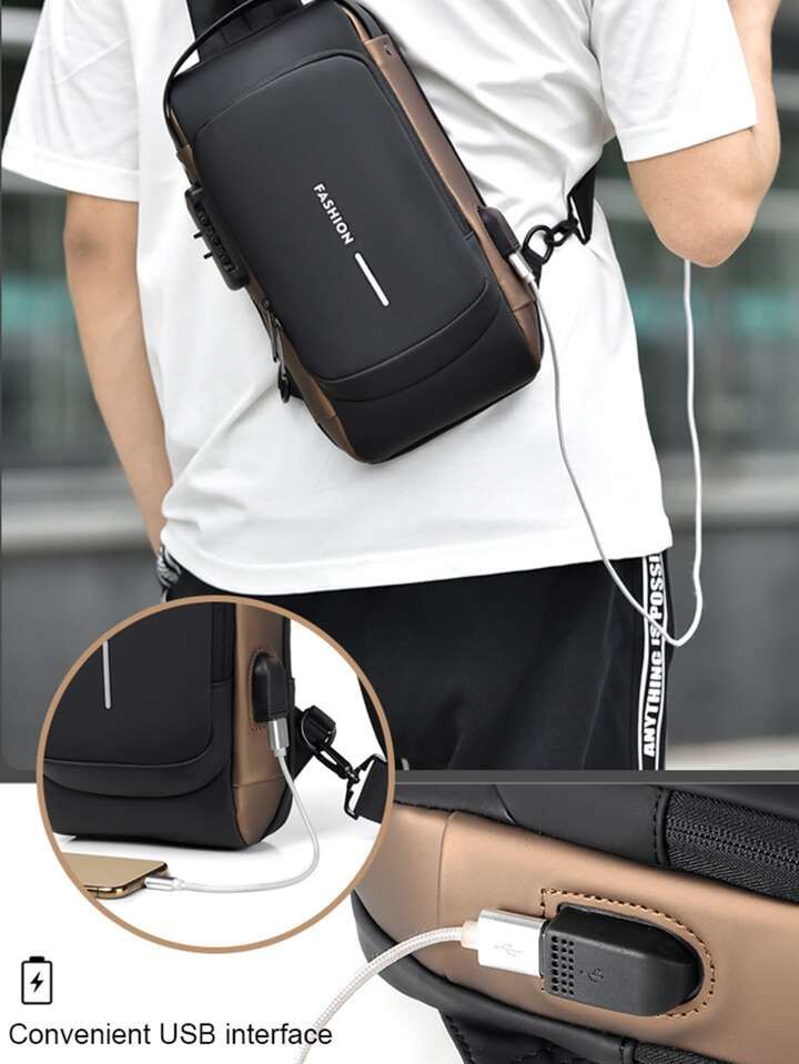 Premium Anti-Theft Crossbody Chest Bag with USB Charging Port | Waterproof Sling Bag for Travel & Daily Use