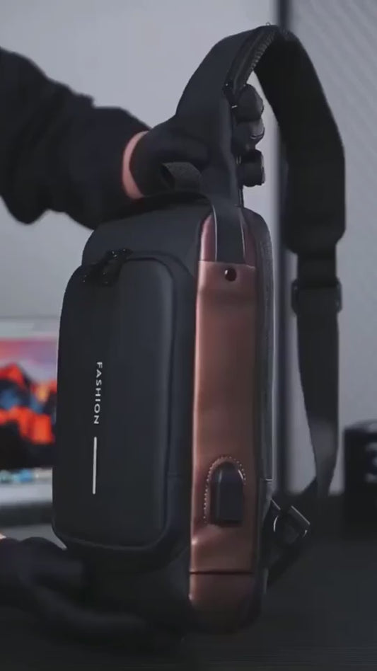 Premium Anti-Theft Crossbody Chest Bag with USB Charging Port | Waterproof Sling Bag for Travel & Daily Use